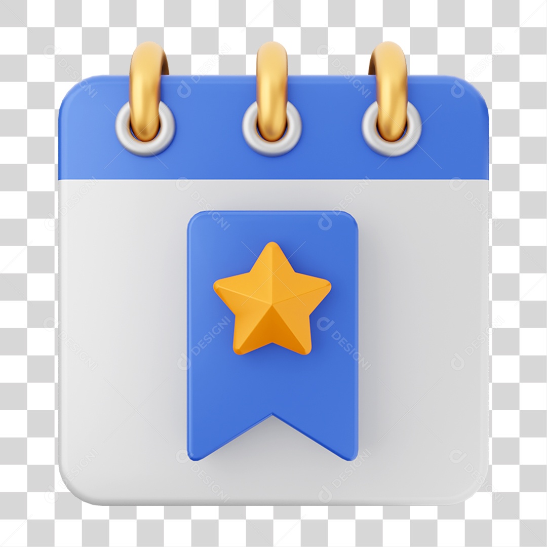 3D Calendar Element for Transparent PNG Composition