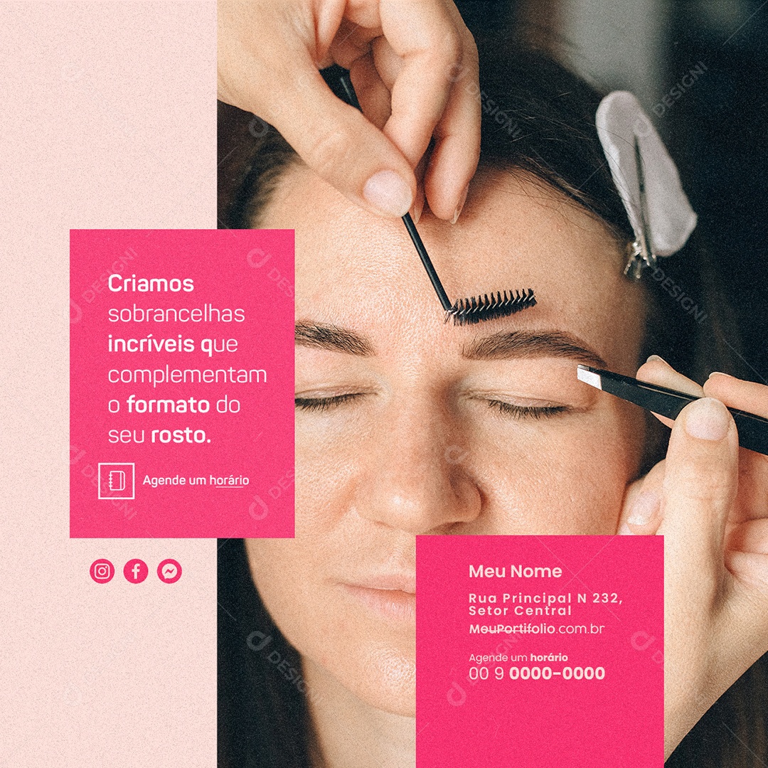 Criamos Sobrancelhas Incríveis que Complementam o Formato do Seu Rosto Sobrancelhas Social Media PSD Editável