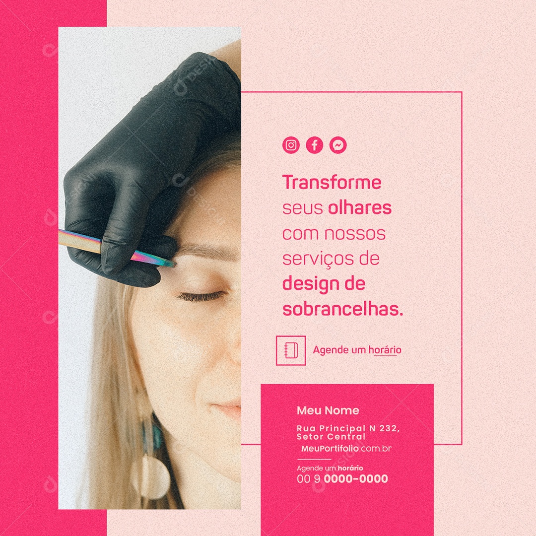 Transforme seus Olhares com Nossos Serviços de Design de Sobrancelhas Social Media PSD Editável