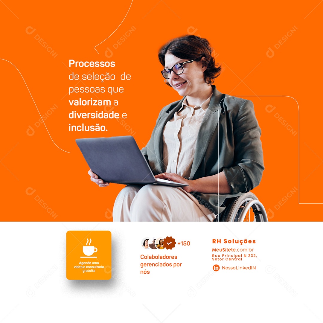Processos de Seleção de Pessoas que Valorizam a Diversidade e Inclusão Recursos Humanos Social Media PSD Editável