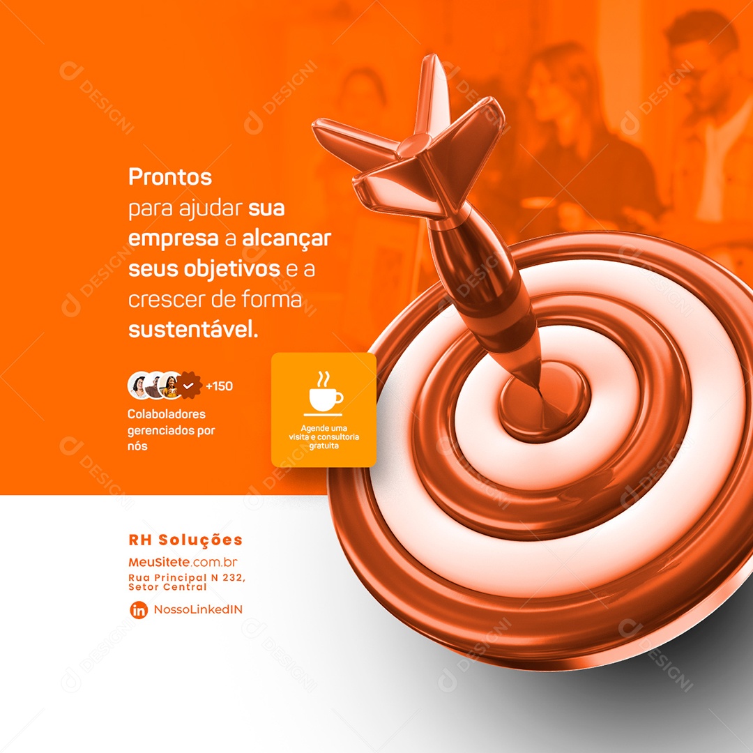 Prontos para Ajudar Sua Empresa a Alcançar seus Objetivos Recursos Humanos  Social Media PSD Editável