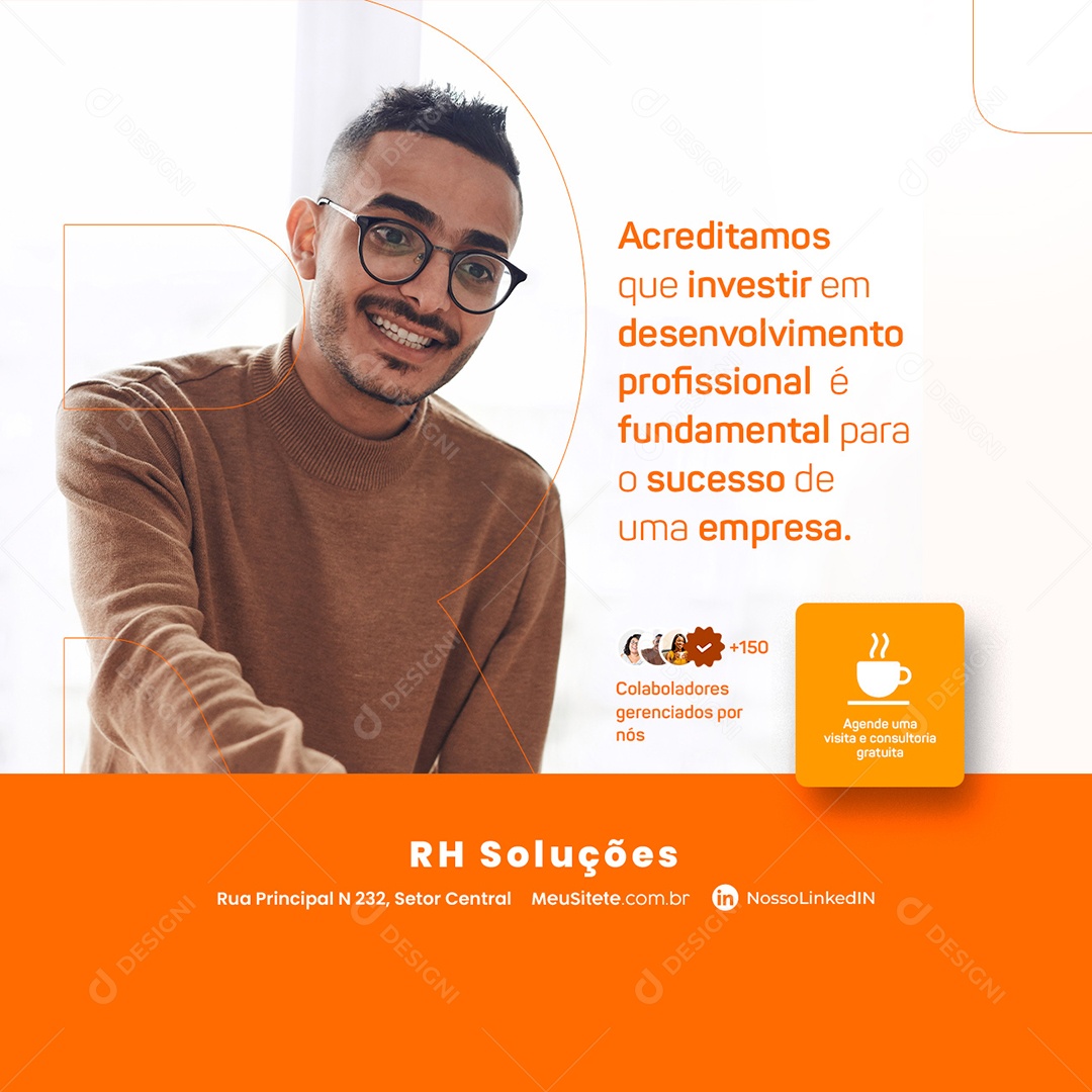 Acreditamos Que Investir em Desenvolvimento Profissional é Fundamental Recursos Humanos Social Media PSD Editável