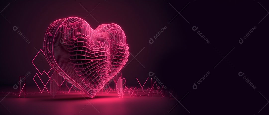 Coração rosa sobre fundo preto