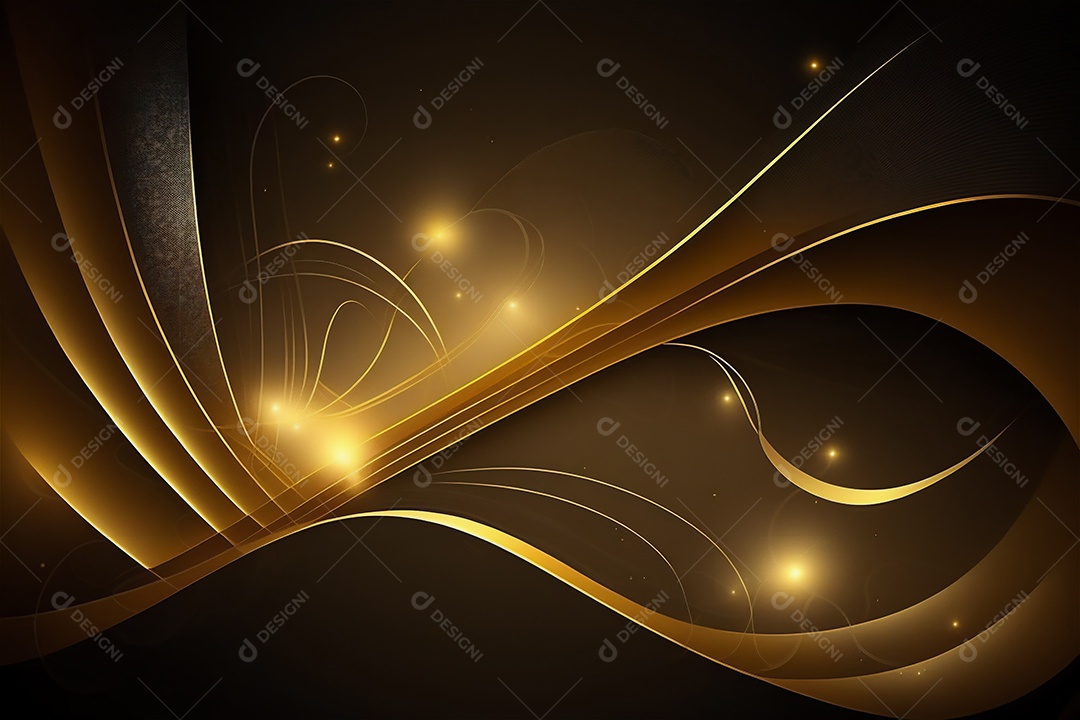 Fundo dourado com onda brilhante