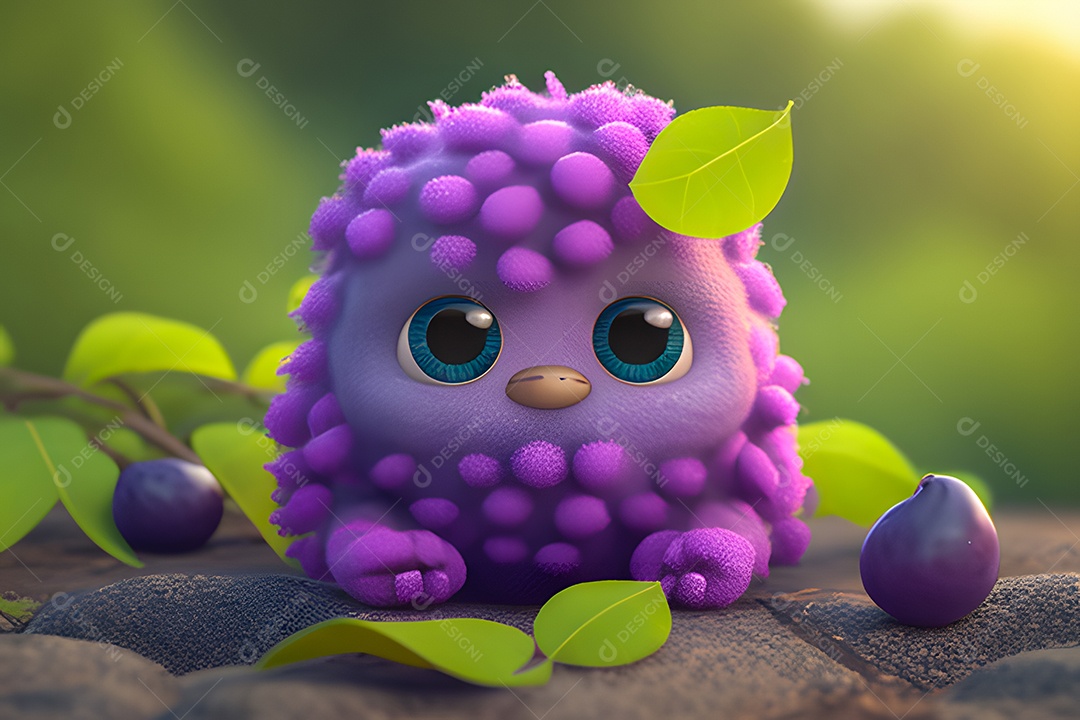 Personagem adorável cacho de uva