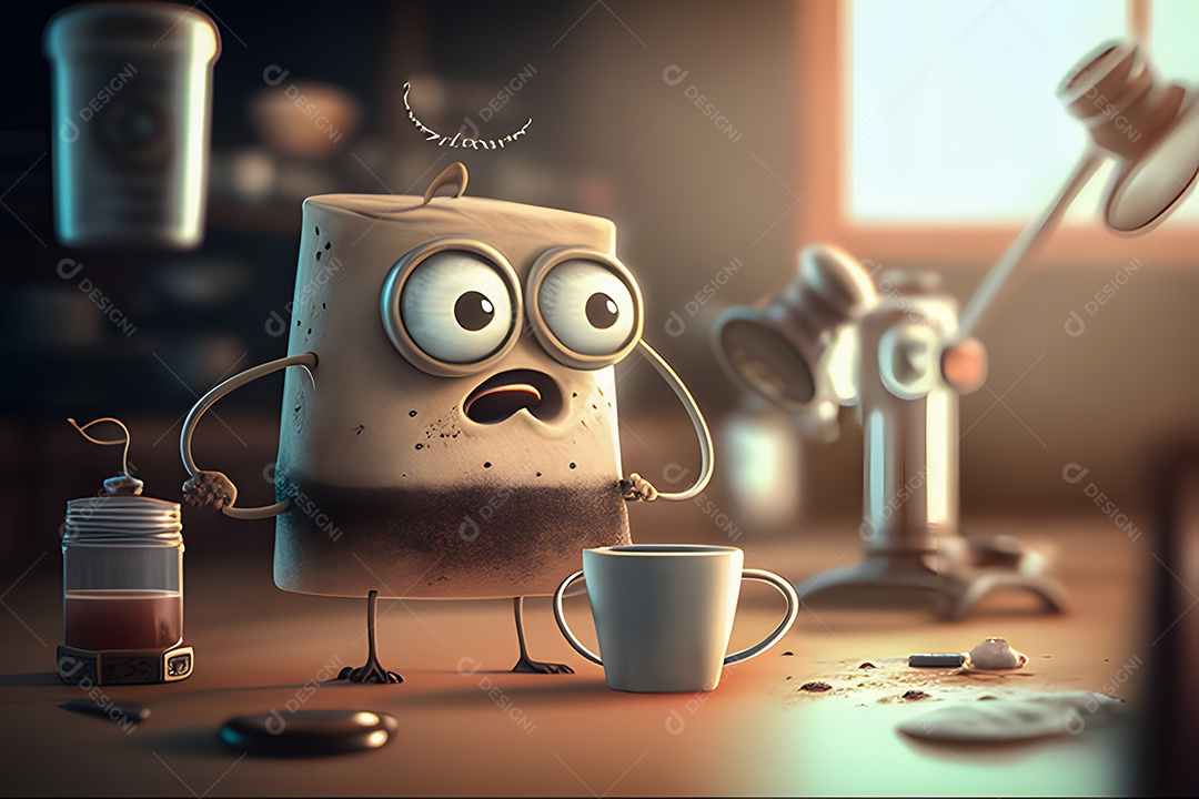 Personagem adorável copo de café