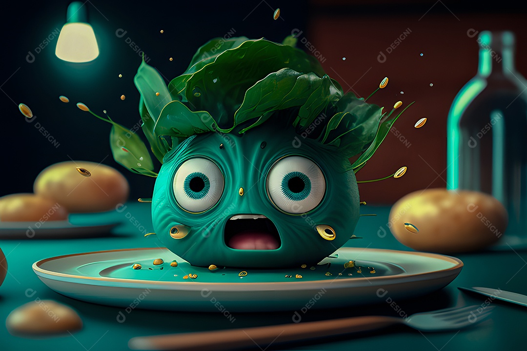 Personagem adorável e assustado espinafre