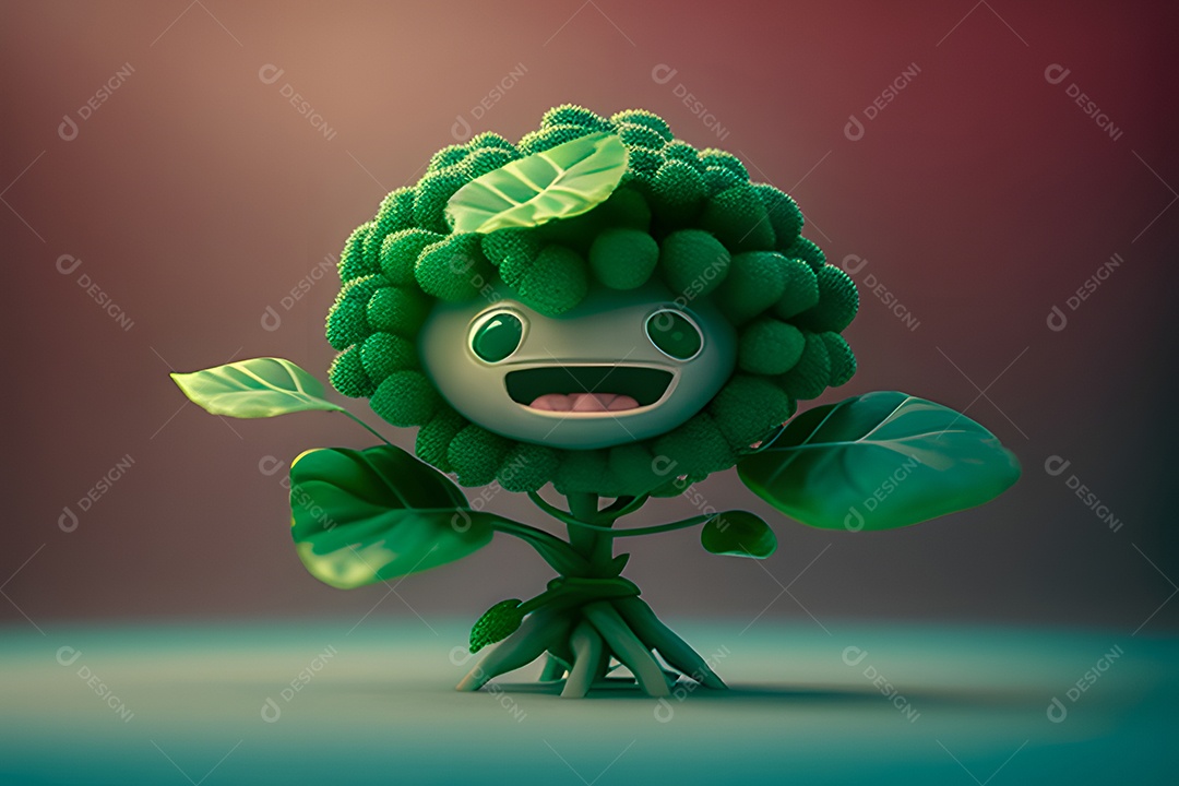 Personagem adorável e feliz couve flor
