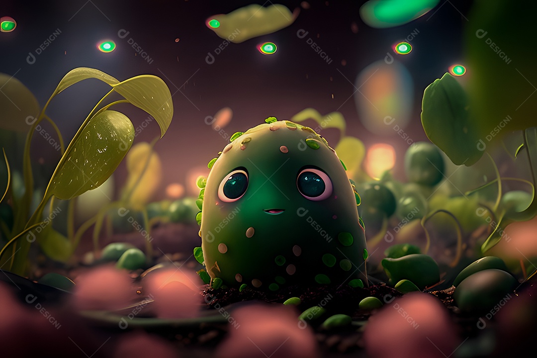 Personagem adorável e fofa ervilha