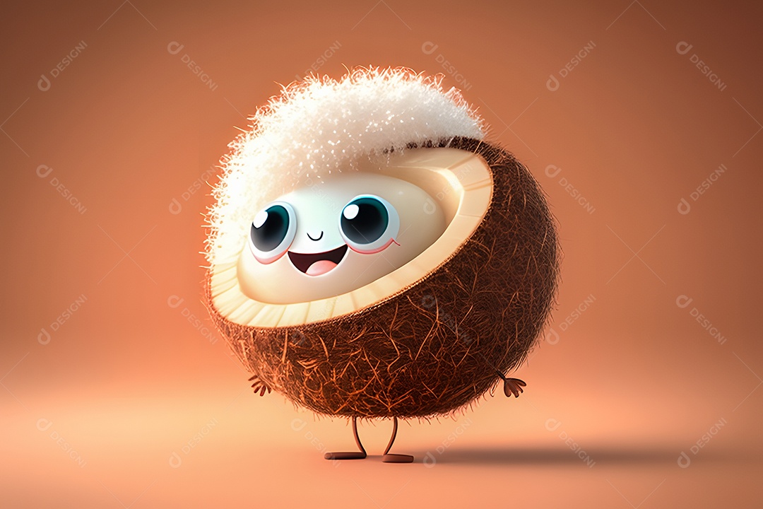 Personagem adorável e fofo côco