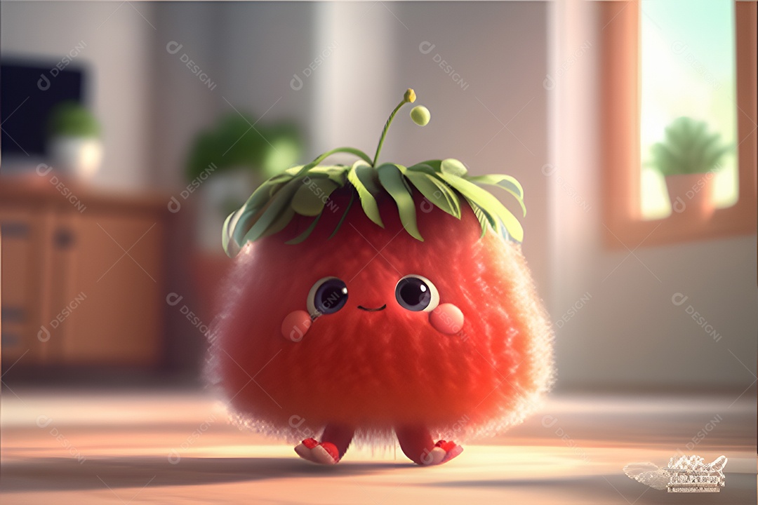 Personagem adorável e fofo moranguinho