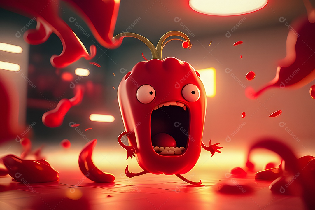 Personagem adorável e furiosa pimenta