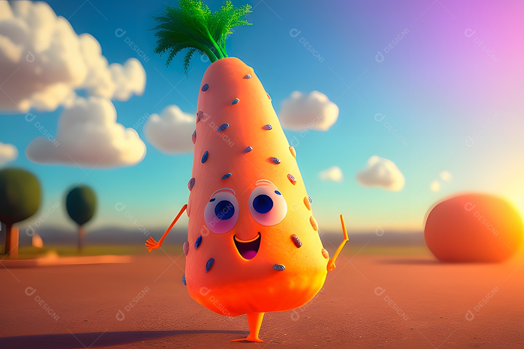 Personagem adorável e simpática cenoura
