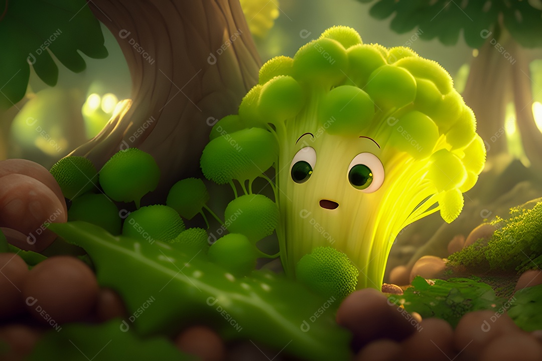 Personagem adorável e simpática couve flor