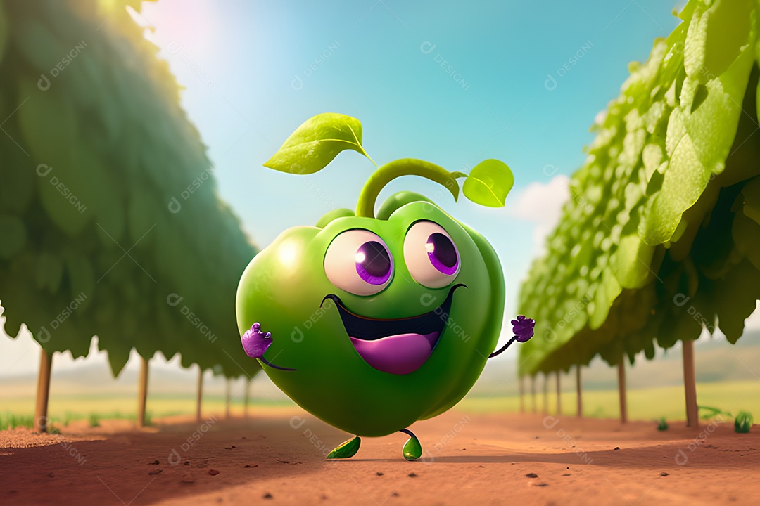 Personagem adorável e simpática ervilha