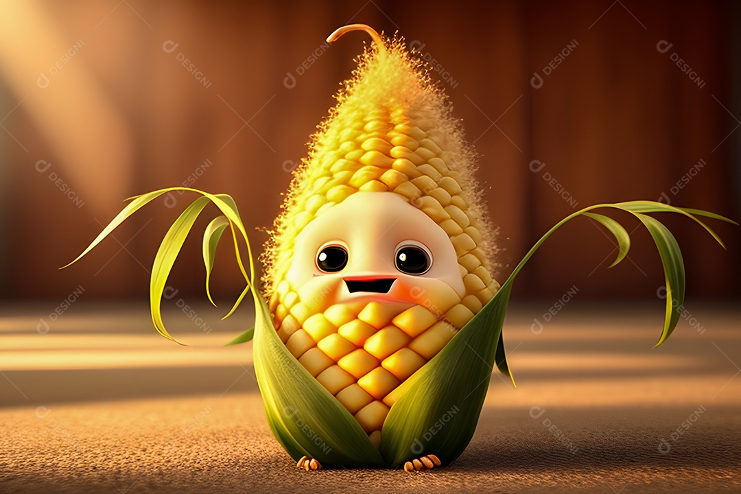 Personagem adorável e simpática espiga de milho