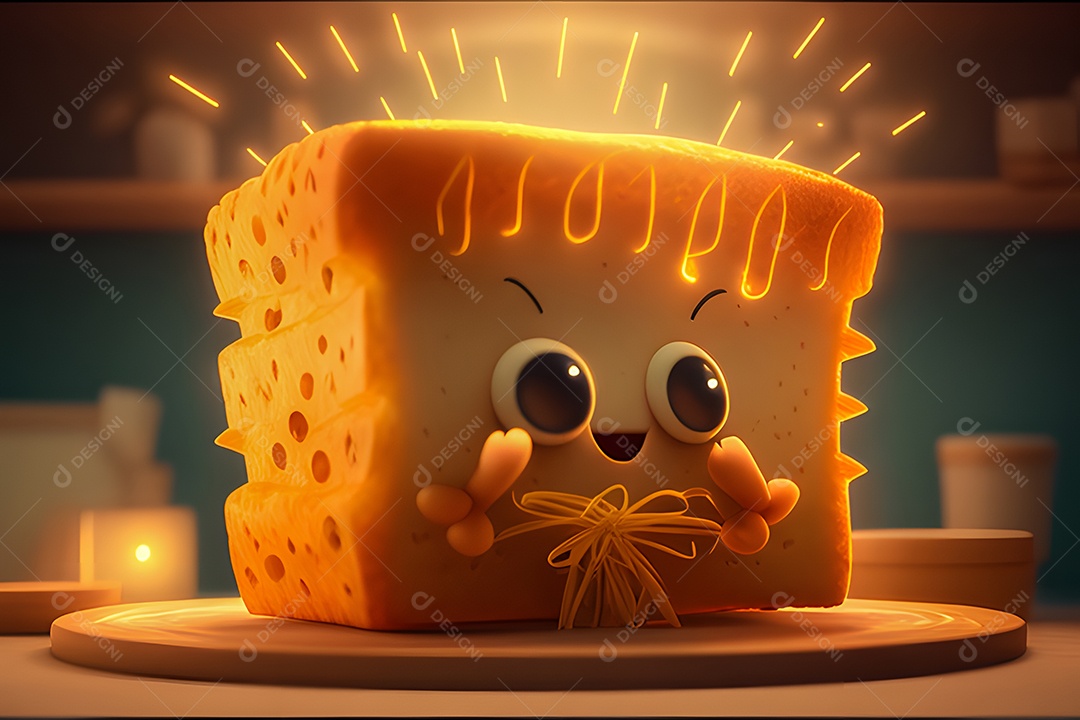 Personagem adorável e simpática fatia de pão