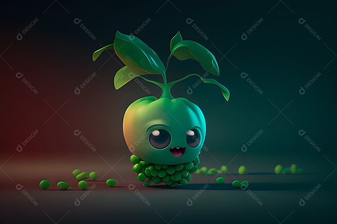 Personagem adorável e simpática mini ervilha