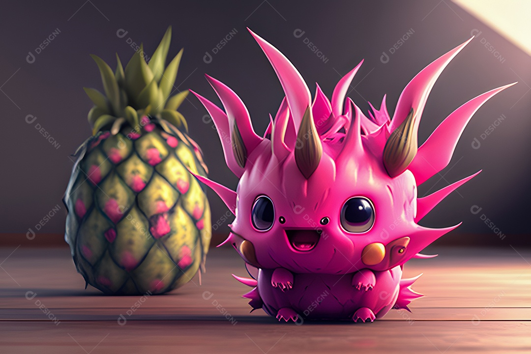 Personagem adorável e simpática mini pitaya