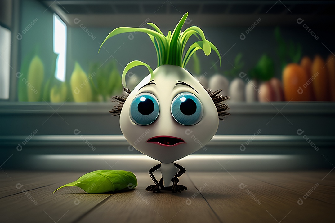 Personagem adorável e simpática senhora cabeça de alho