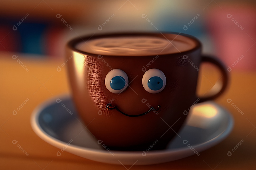 Personagem adorável e simpática Xícara de Café