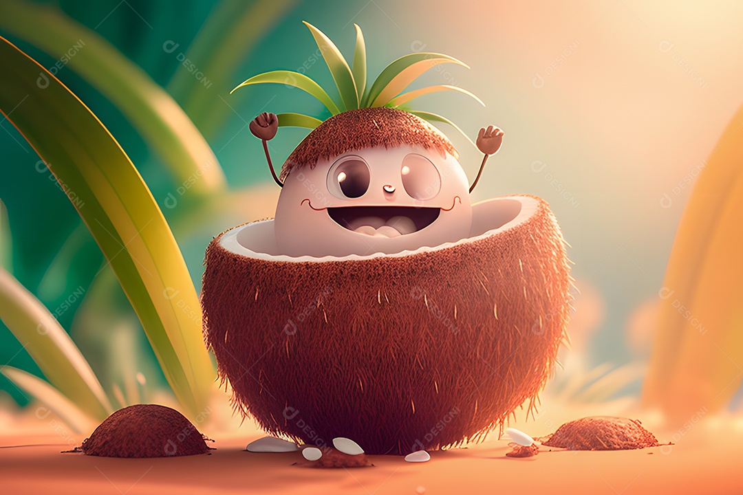 Personagem adorável e simpático feliz coôco