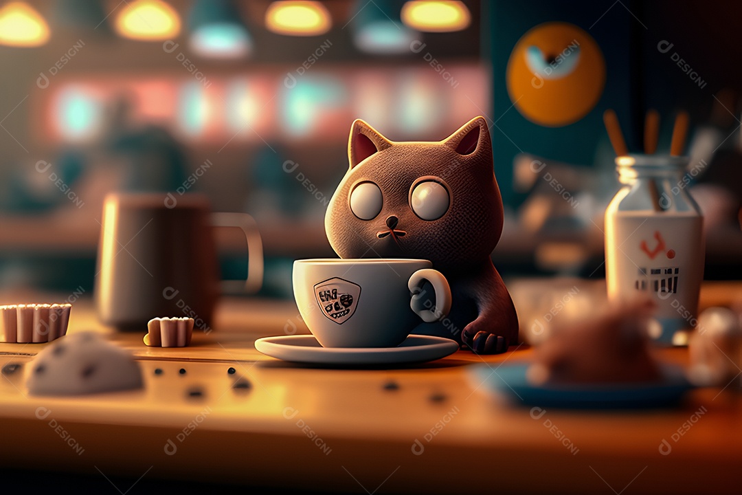 Personagem adorável e simpático gatinho