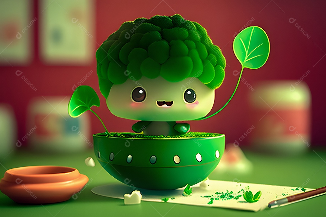 Personagem adorável e simpático mini agrião