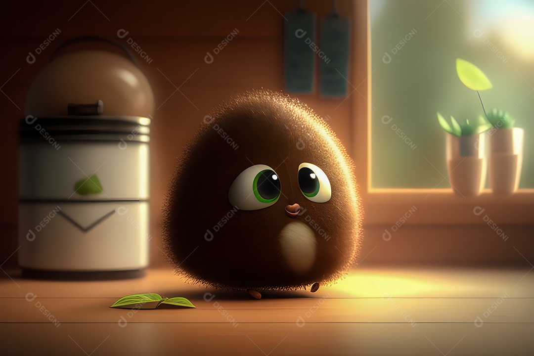 Personagem adorável e simpático mini kiwi