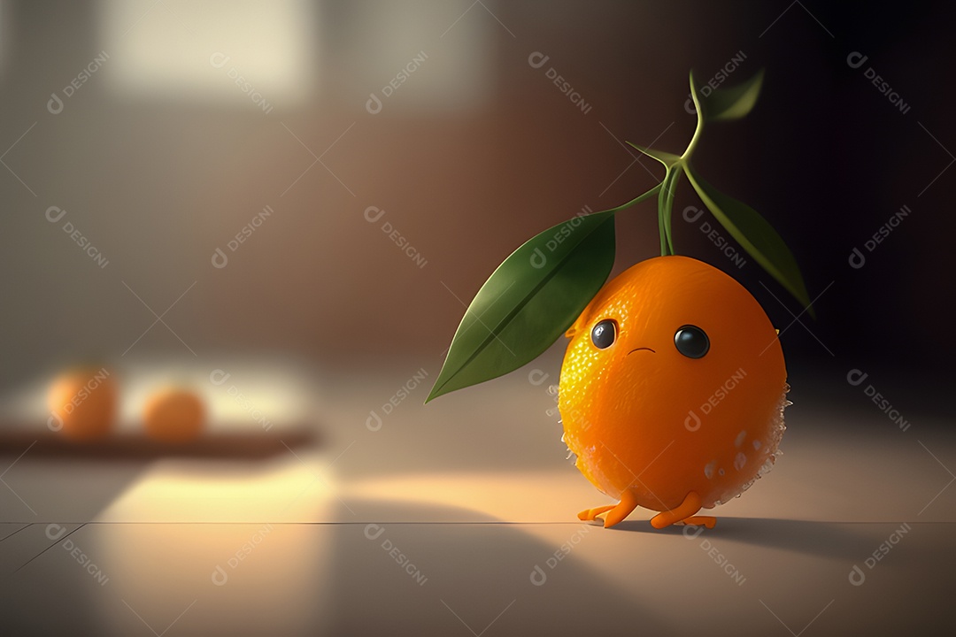 Personagem adorável e simpático mini laranja