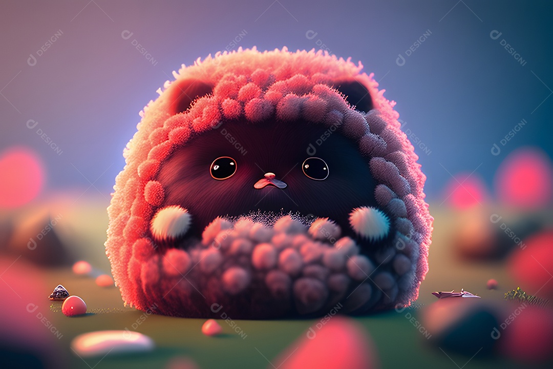 Personagem adorável e simpático monstrinho roxo