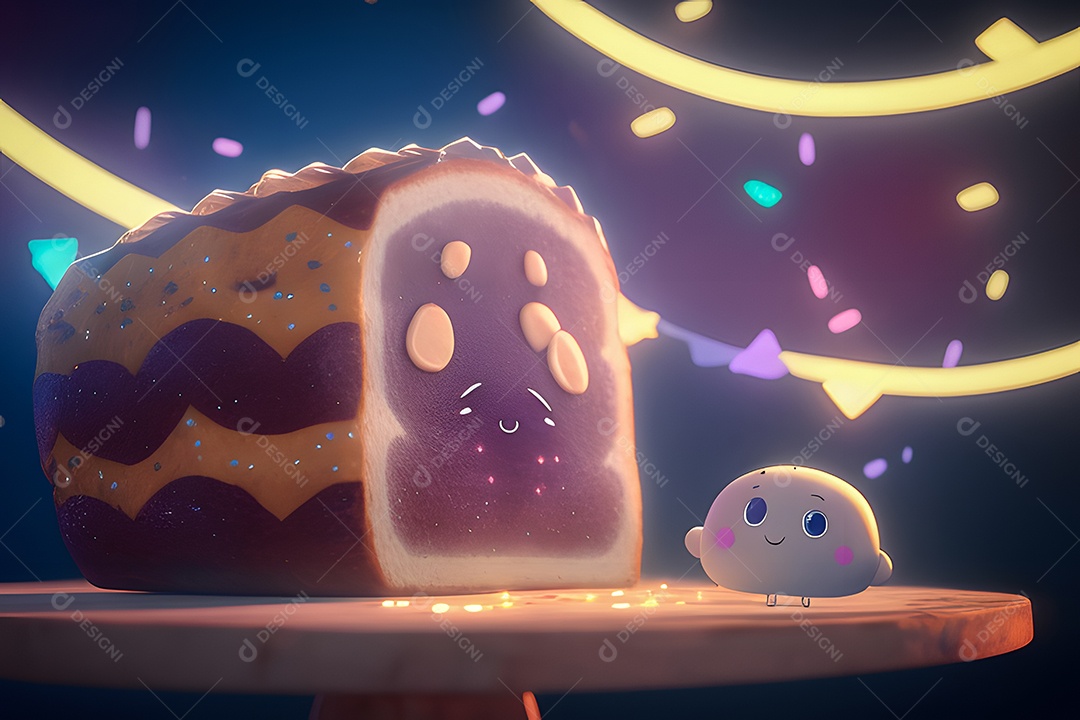 Personagem adorável e simpático pão