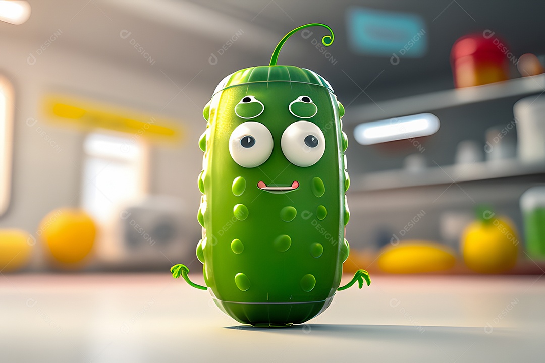Personagem adorável e simpático pepino