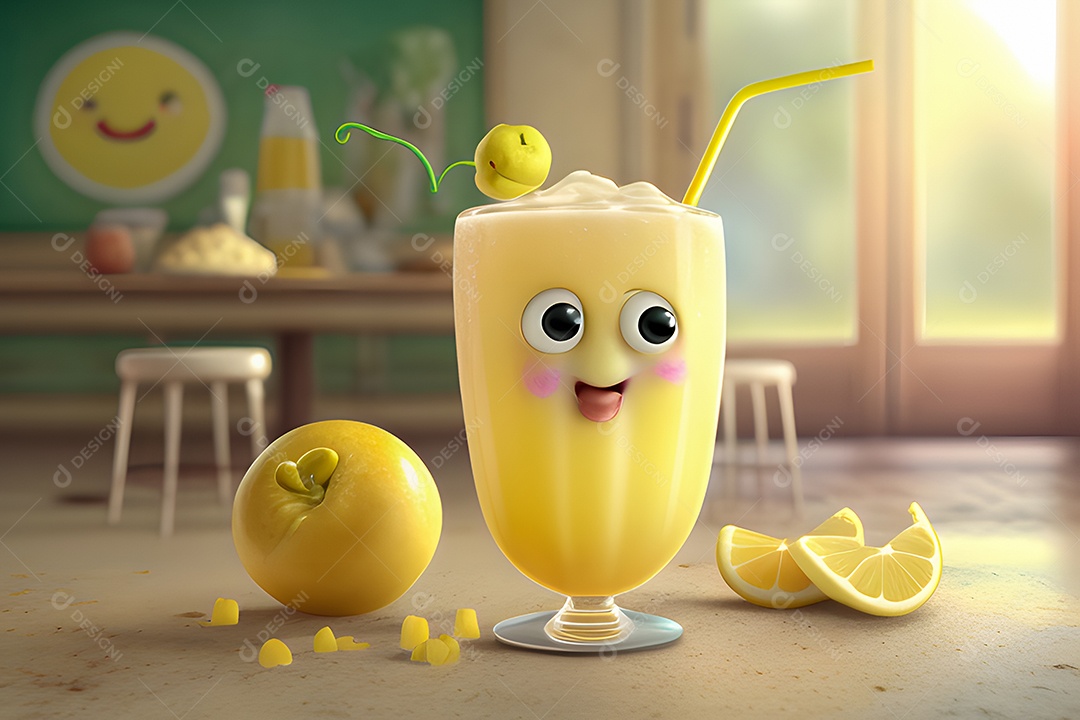 Personagem adorável e simpático suco de limão