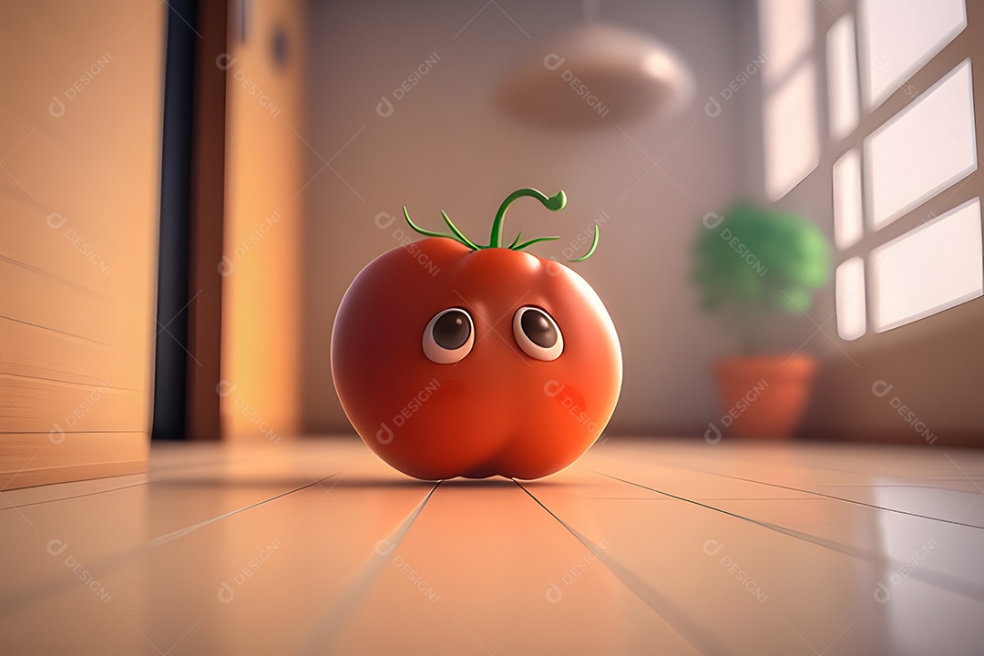 Personagem adorável e simpático tomate