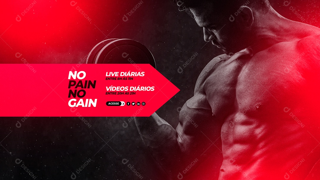 Modelo de Capa do Youtube Thumbnail Academia PSD Editável