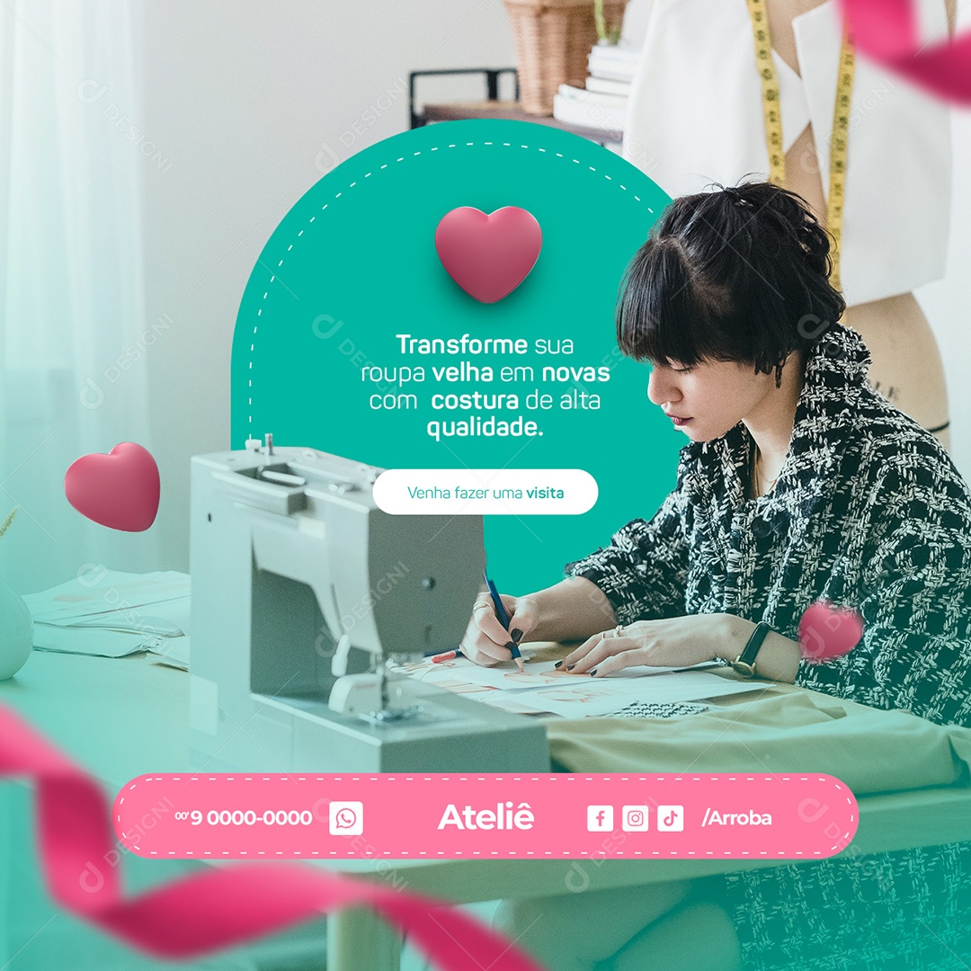 Transforme Sua Roupa Velha em Novas com Costura de Alta Qualidade Costureira Social Media PSD Editável