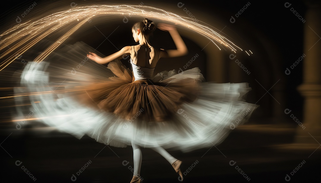 Adorável dançarina de balé, corpo inteiro, pintura leve, fantasia