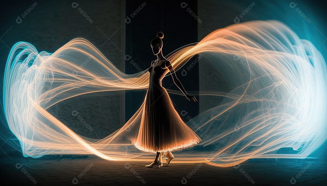 Adorável dançarina de balé, corpo inteiro, pintura leve, fantasia