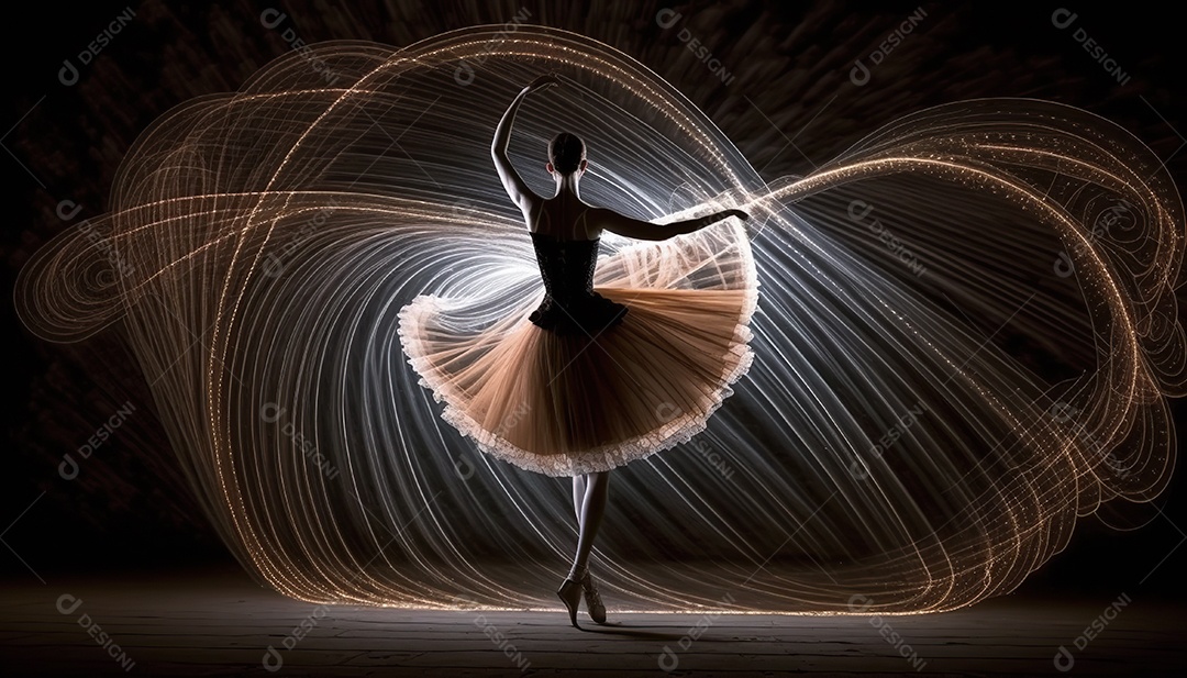 Adorável dançarina de balé, corpo inteiro, pintura leve, fantasia