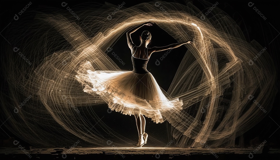 Adorável dançarina de balé, corpo inteiro, pintura leve, fantasia