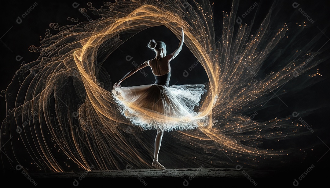 Adorável dançarina de balé, corpo inteiro, pintura leve, fantasia