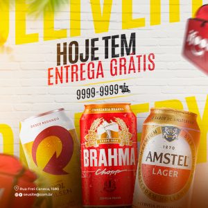 Hoje Tem Entrega Grátis Skol Brahma Amstel Cervejaria Carnaval Social Media PSD Editável