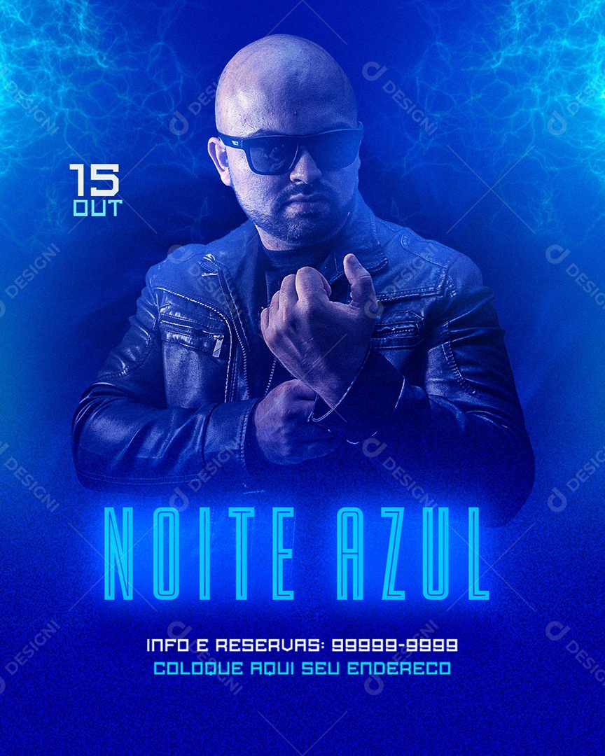 Noite Azul 15 Outubro Flyer Social Media PSD Editável