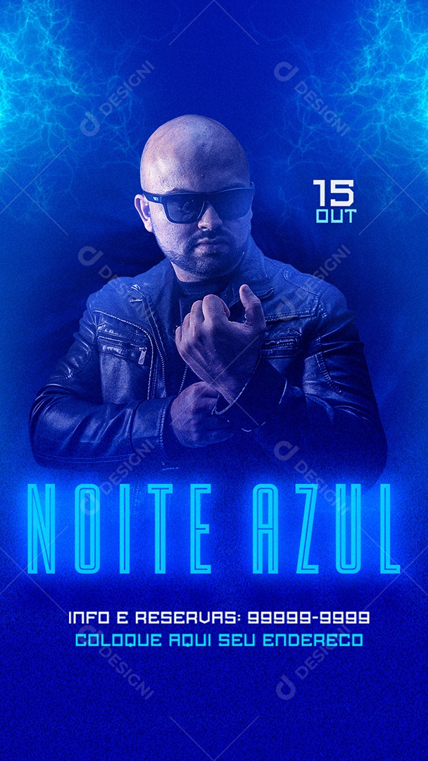 Story Noite Azul 15 Outubro Flyer Social Media PSD Editável