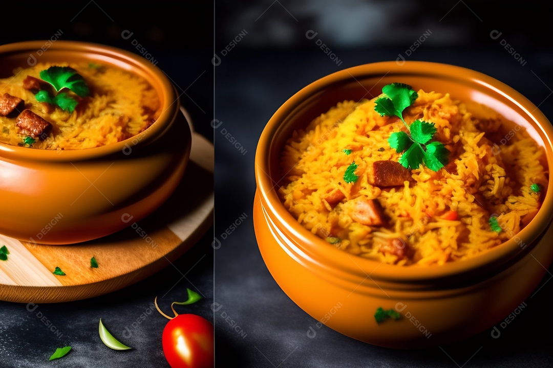 Deliciosa refeição com frango na tigela