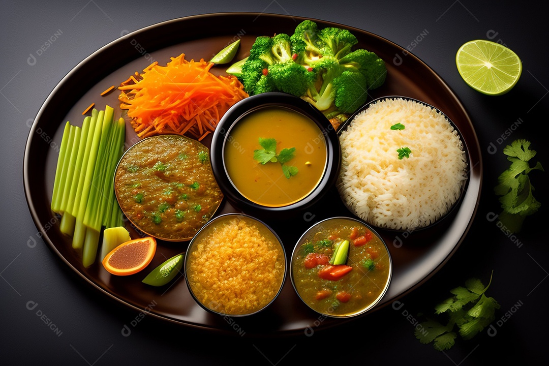 Deliciosa refeição com acompanhamentos