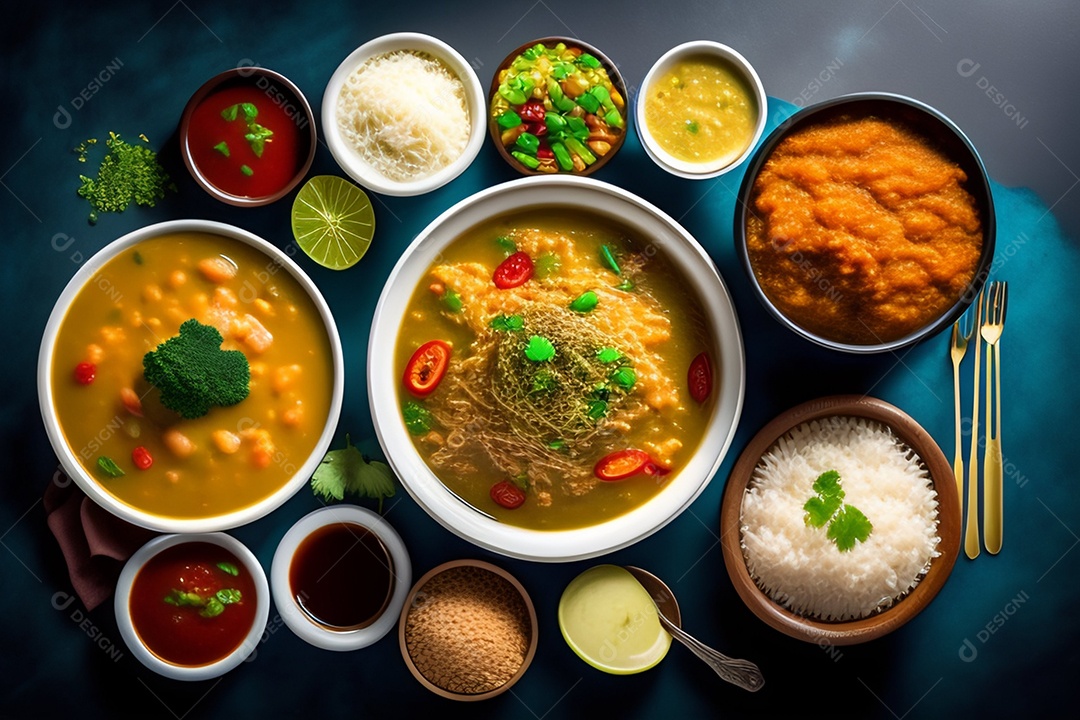 Deliciosa refeição com acompanhamentos