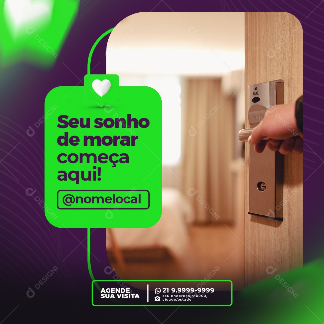 Seu Sonho de Morar Começa Aqui Imobiliária Social Media PSD Editável