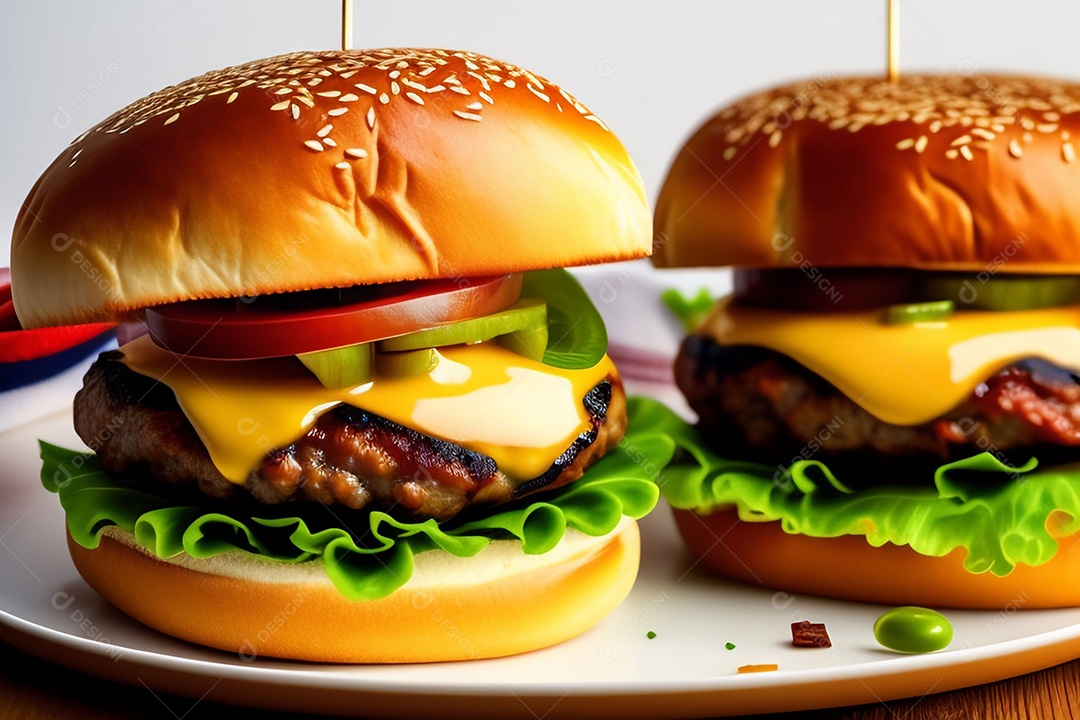 Delicioso hambúrguer com carne grelhada